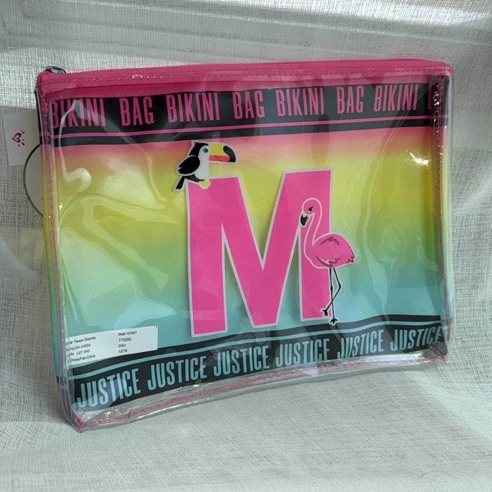 Justice Tropical Bikini‎ Swim Bag Initial (Letter M)